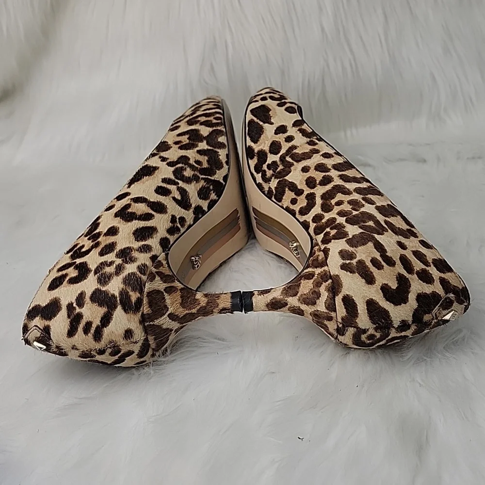 SAM EDELMAN Dori Cheetah Leopard Calf Hair Printed Office Party Kitten Heels 6.5 - Picture 9 of 13